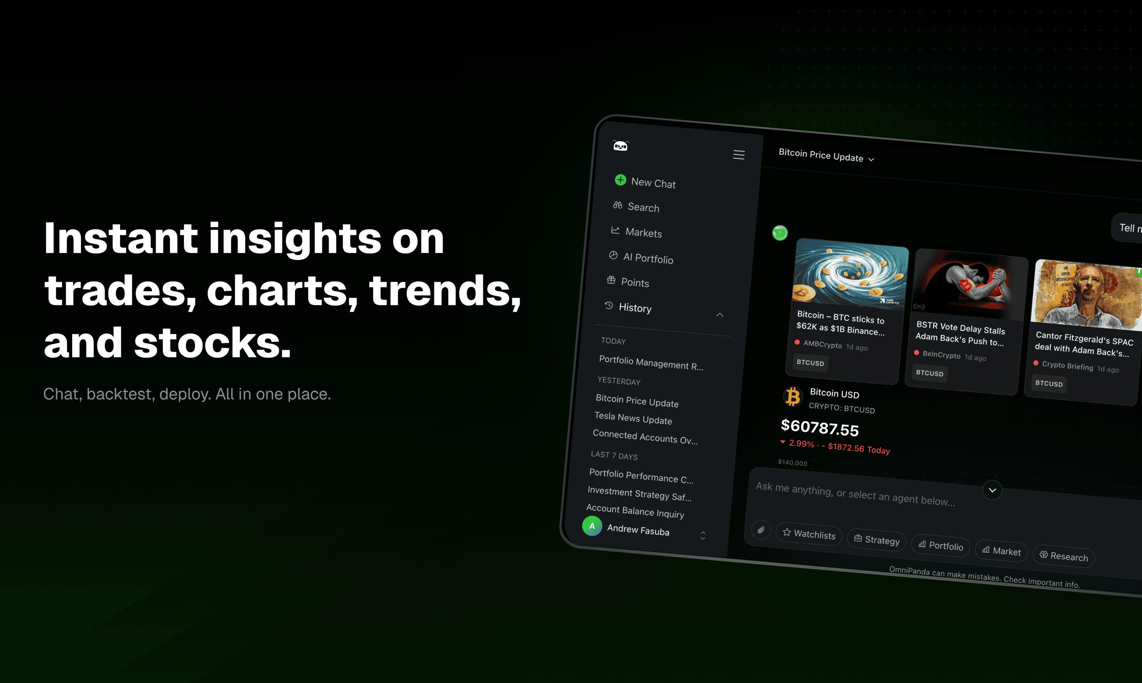 Instant insights on trades, charts, trends, and stocks.